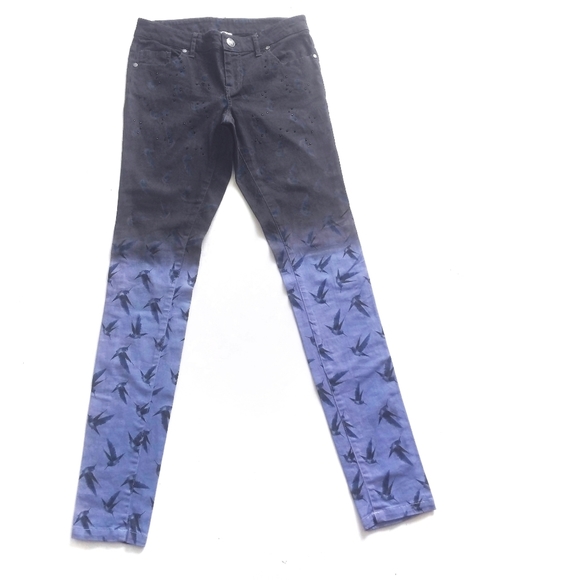 BUFFALO David Bitton skinny Jeans Pants Ombre Humming Bird Pattern Sz 26 - Picture 2 of 10